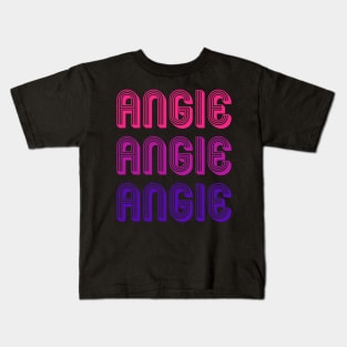 Angie - Retro Minimal Line Pattern Kids T-Shirt